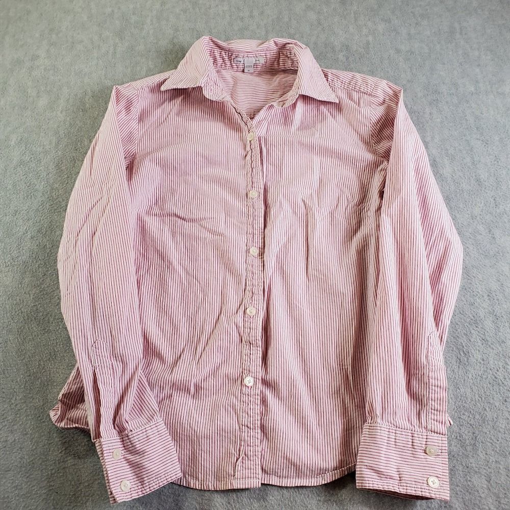 Gap Shirt Womens Medium Pink Striped Casual Button Up